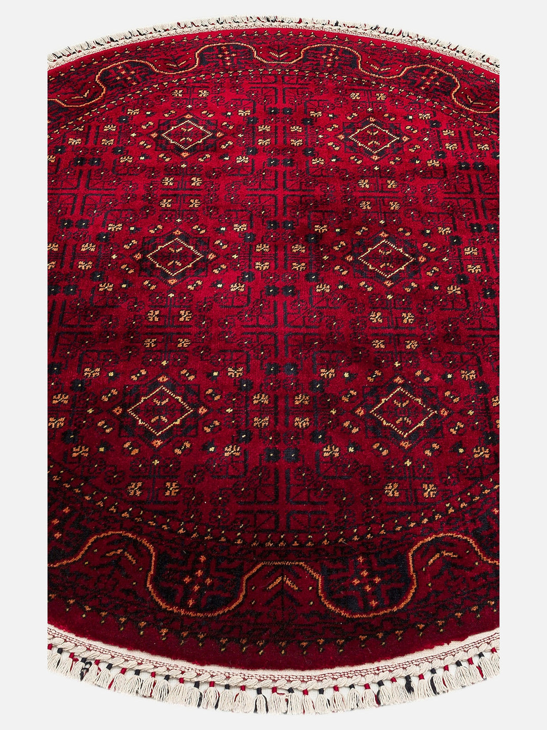 Kabil Afgan Desenli El Emeğiyle Özel Tezgahlarda Üretilen TENCEL™ Uşak Halısı 960 RED Q - Carpetdocia