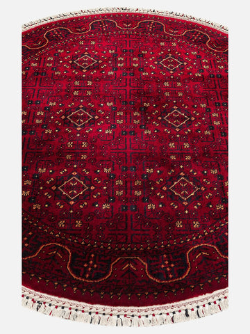 Kabil Afgan Desenli El Emeğiyle Özel Tezgahlarda Üretilen TENCEL™ Uşak Halısı 960 RED Q - Carpetdocia