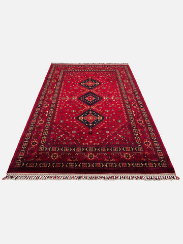 Kabil Afgan Desenli El Emeğiyle Özel Tezgahlarda Üretilen TENCEL™ Uşak Halısı 961 RED - Carpetdocia