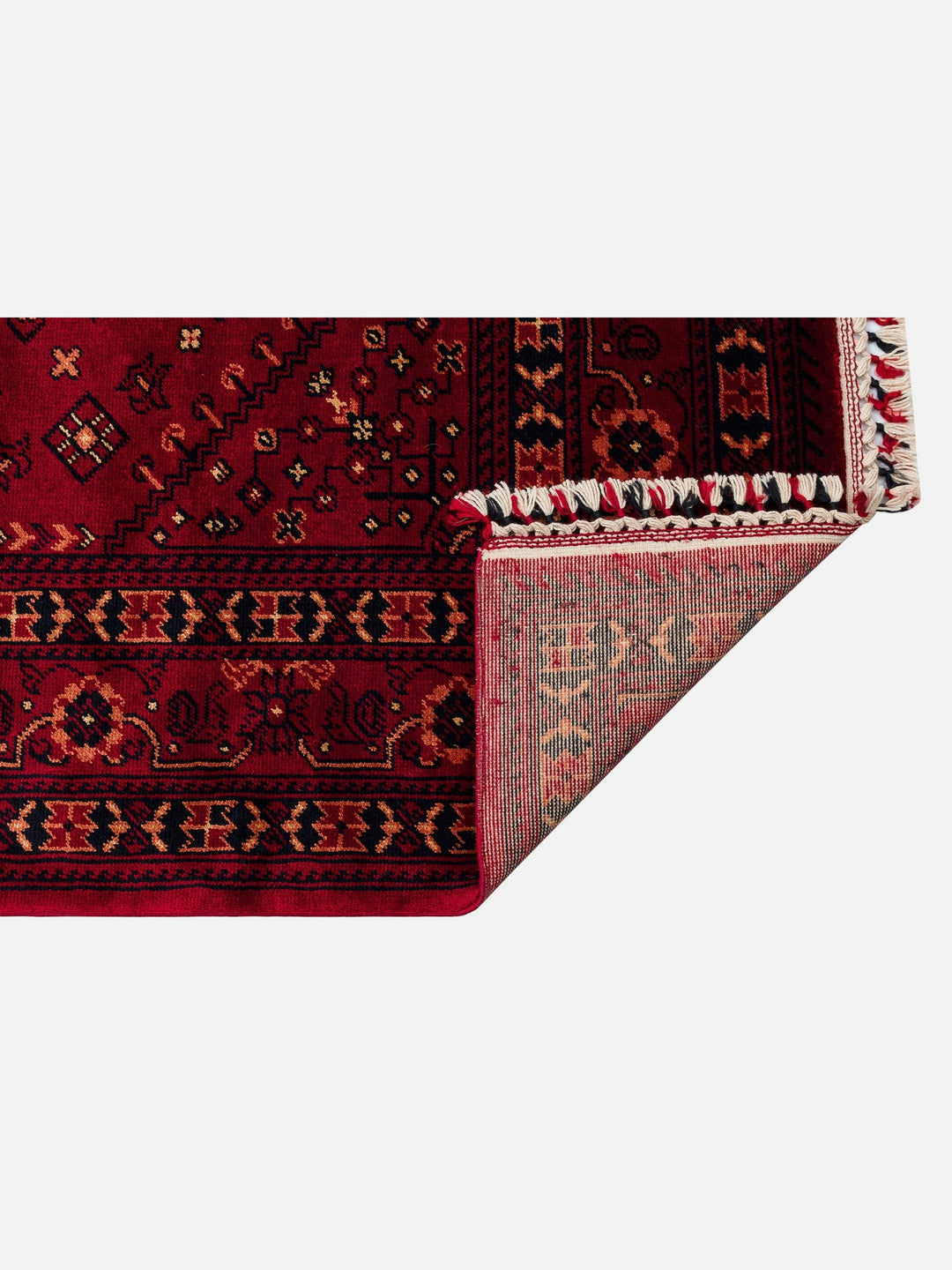 Kabil Afgan Desenli El Emeğiyle Özel Tezgahlarda Üretilen TENCEL™ Uşak Halısı 961 RED - Carpetdocia