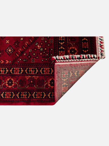 Kabil Afgan Desenli El Emeğiyle Özel Tezgahlarda Üretilen TENCEL™ Uşak Halısı 961 RED - Carpetdocia