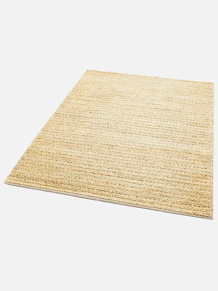 Knit Jüt Farklı Örgü Dokusuna Sahip El Dokuma Naturel Jüt Hasır Halı TRIPLE CREAM XW - Carpetdocia