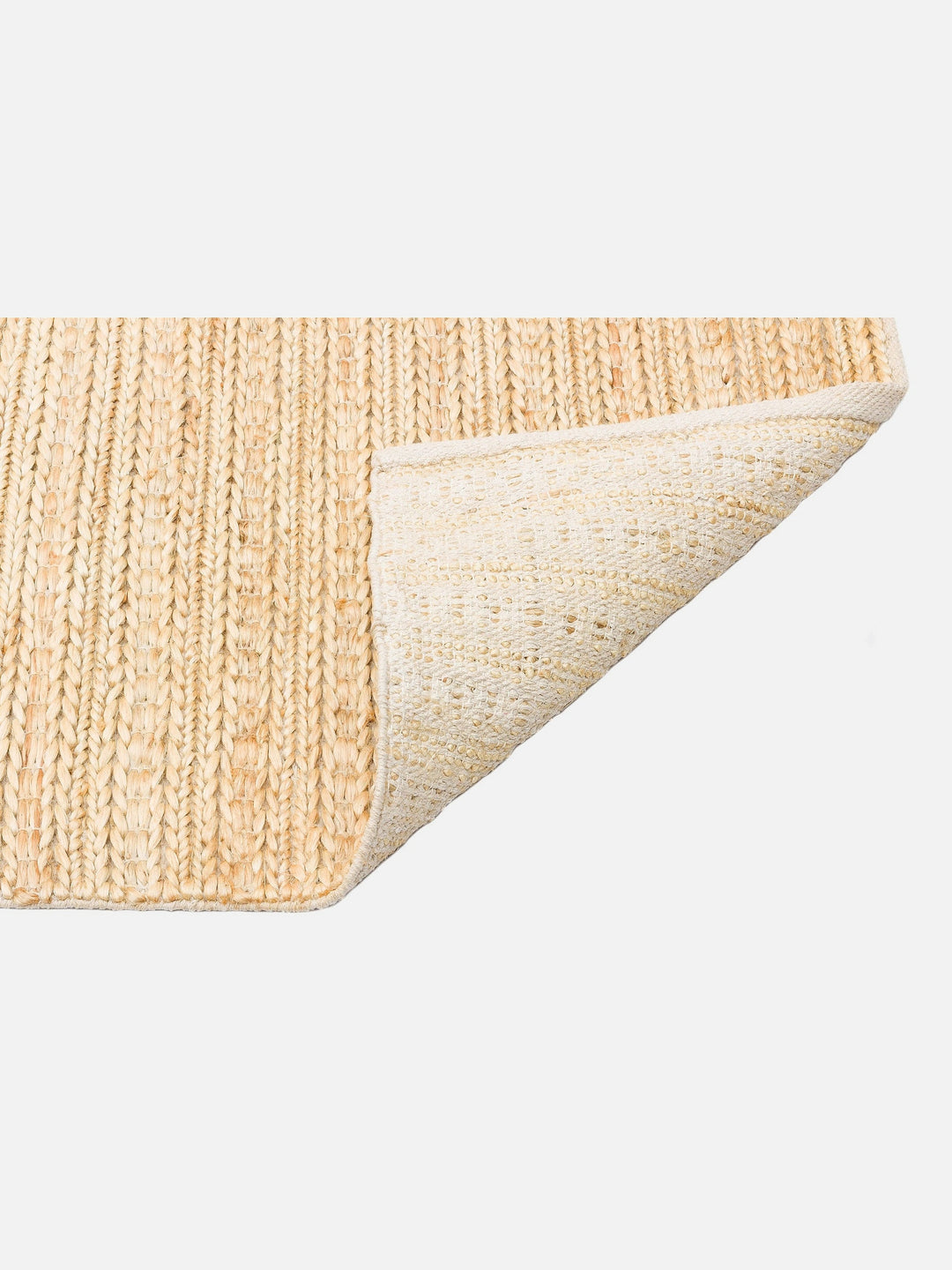 Knit Jüt Farklı Örgü Dokusuna Sahip El Dokuma Naturel Jüt Hasır Halı TRIPLE CREAM XW - Carpetdocia