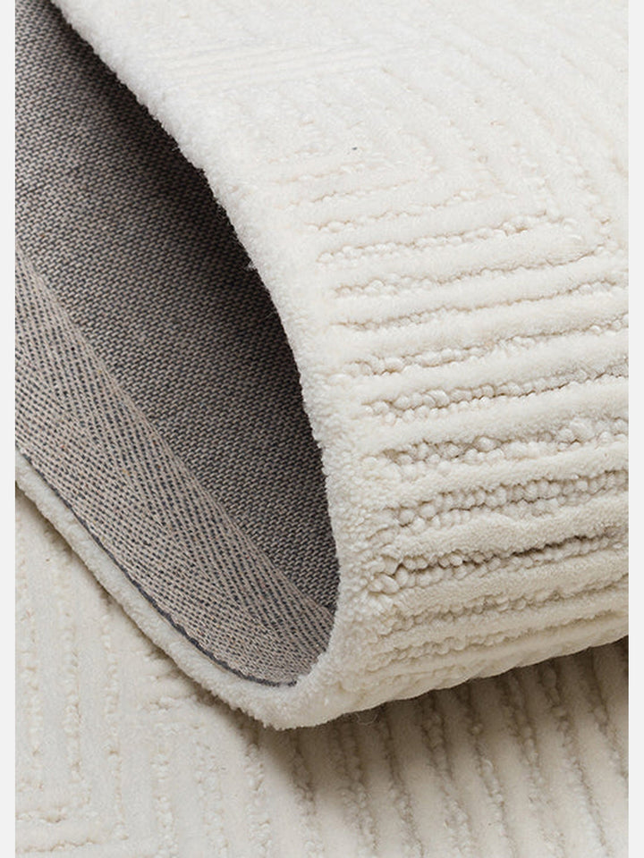 Milano Series Wool and Cotton Blend Handwoven Rug IVORY