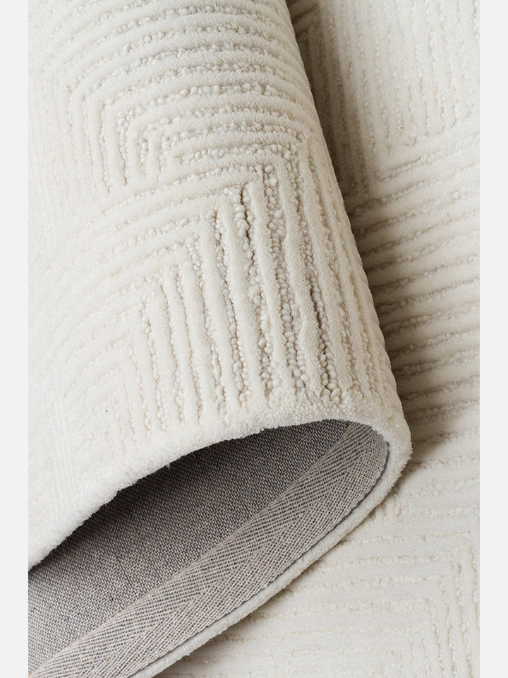 Milano Series Wool and Cotton Blend Handwoven Rug IVORY