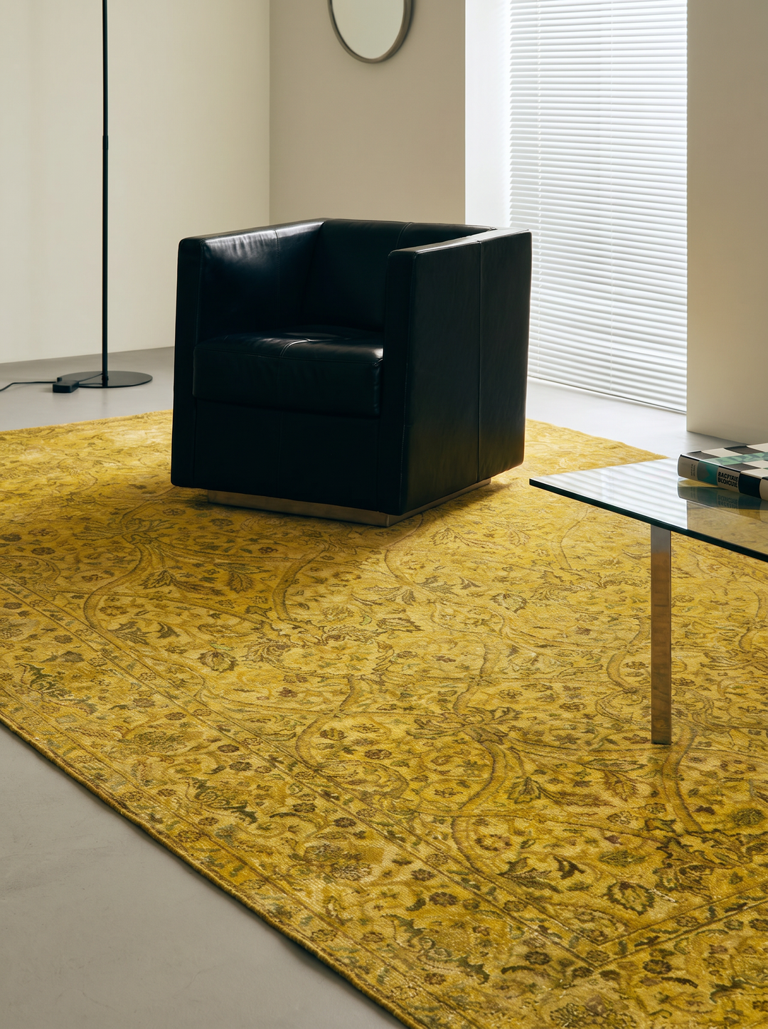 手工编织地毯，单件，羊毛与丝绸材质，Jaipur Lacuna 现代过染风格，客厅，金黄色