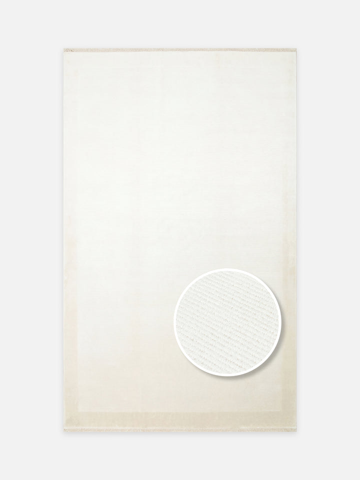 Montenegro Viskon Karışımlı Sade Desenli Sık Dokuma Oturma Odası Salon Koridor Modern Halı 02 CREAM - Carpetdocia - kusbakisi
