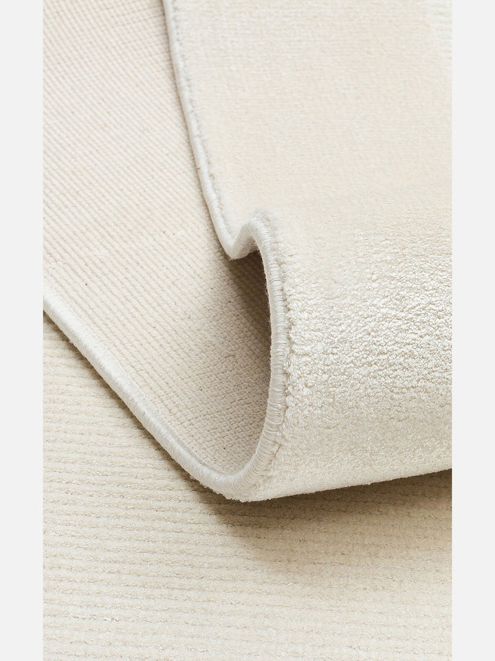 Montenegro Viskon Karışımlı Sade Desenli Sık Dokuma Oturma Odası Salon Koridor Modern Halı 02 CREAM - Carpetdocia