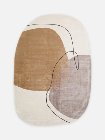 Monza Art Geometrik Desenli Yüksek Kalite Sık Dokuma Parlak Modern Salon Halısı 08 CREAM BLACK - Carpetdocia - kusbakisi