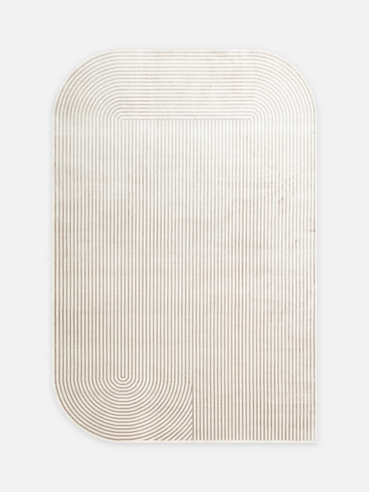 Monza Geometrik Desenli Yüksek Kalite Sık Dokuma Parlak Modern Salon Halısı 03 CREAM GREY - Carpetdocia - kusbakisi