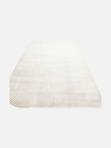 Monza Geometrik Desenli Yüksek Kalite Sık Dokuma Parlak Modern Salon Halısı 03 CREAM GREY - Carpetdocia