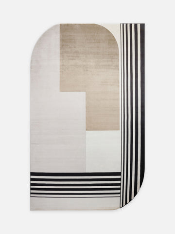 Monza Geometrik Desenli Yüksek Kalite Sık Dokuma Parlak Modern Salon Halısı 05 CREAM GOLD - Carpetdocia - kusbakisi