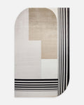 Monza Geometric-Patterned High-Quality Dense-Woven Shiny Modern Living Room Rug 05 CREAM GOLD