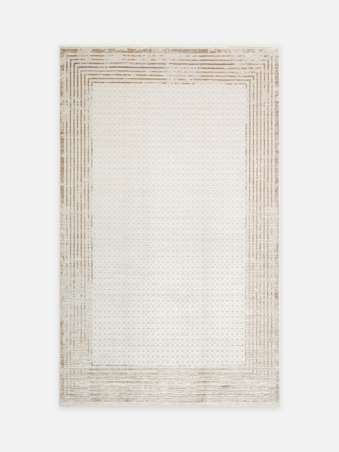 Mumbai Serisi Art Deco Desenli Yüksek Kalite Sık Dokuma Parlak Salon Halısı 01 CREAM GOLD - Carpetdocia - kusbakisi