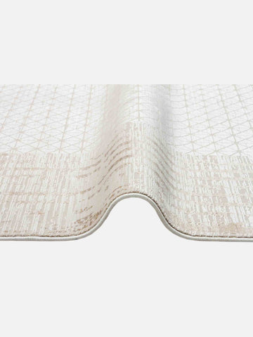 Mumbai Serisi Art Deco Desenli Yüksek Kalite Sık Dokuma Parlak Salon Halısı 01 CREAM GOLD - Carpetdocia