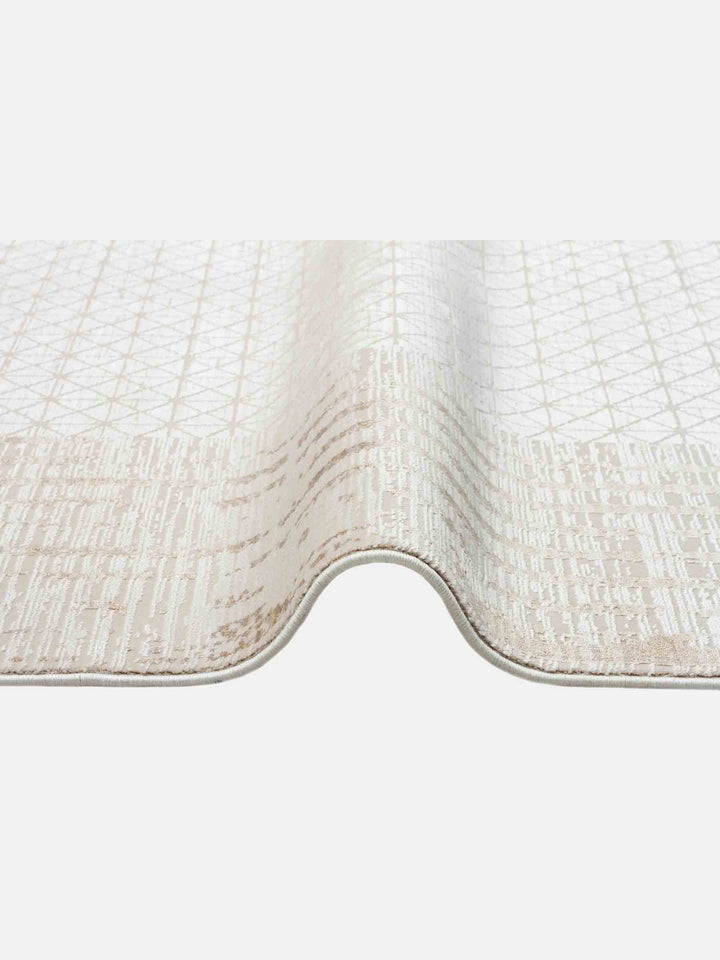 Mumbai Serisi Art Deco Desenli Yüksek Kalite Sık Dokuma Parlak Salon Halısı 01 CREAM GOLD - Carpetdocia