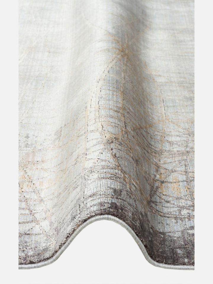 Mumbai Serisi Klasik Desenli Yüksek Kalite Sık Dokuma Parlak Salon Halısı 09 GREY GOLD - Carpetdocia