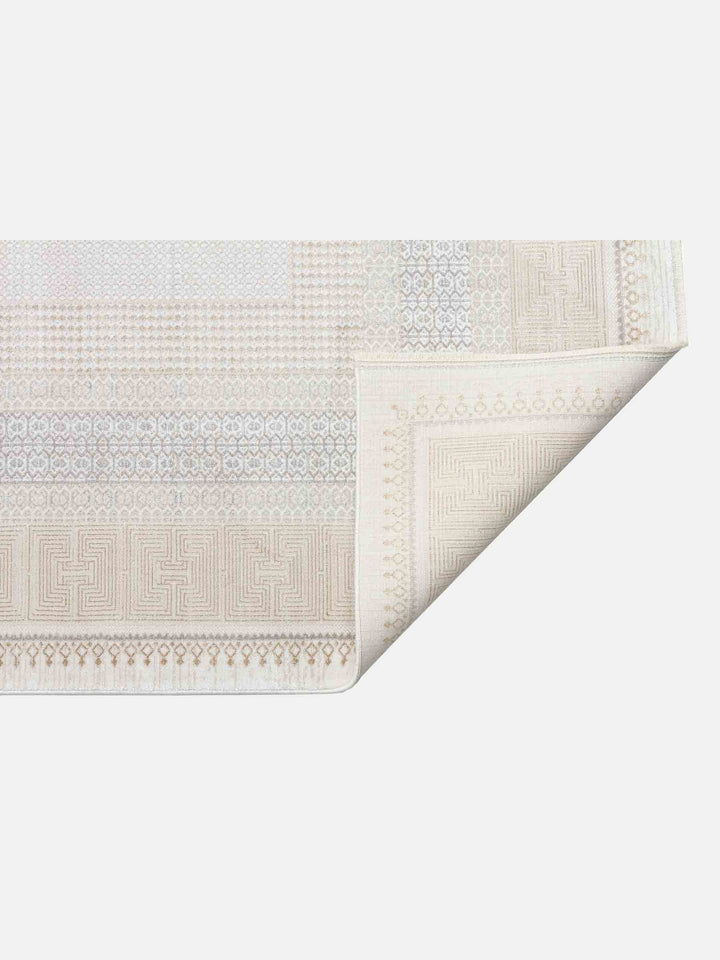 Mumbai Serisi Modern Desenli Yüksek Kalite Sık Dokuma Parlak Salon Halısı 07 CREAM GOLD - Carpetdocia