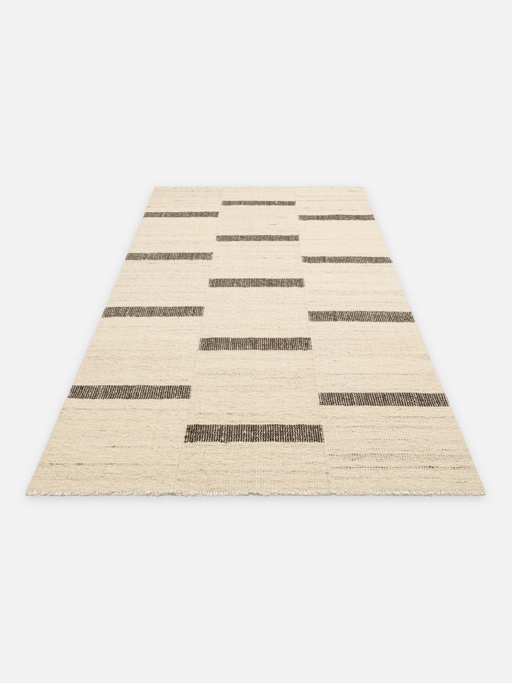 Oasis %100 Yün El Emeği ile Üretilen Kilim IVORY ESPRESSO açılı görünüm