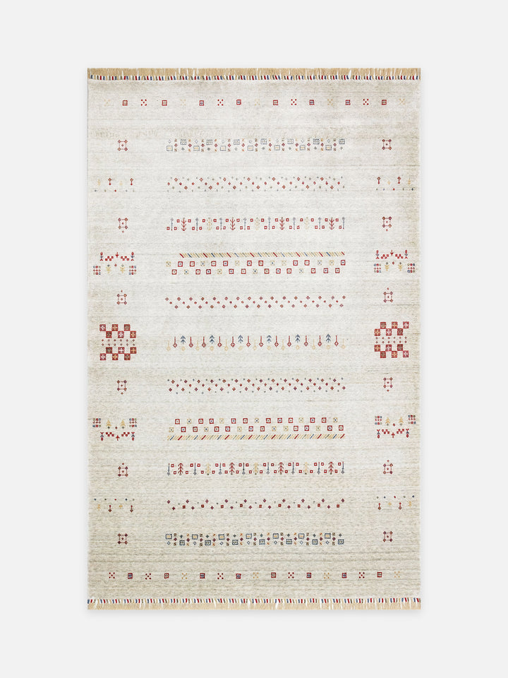 Oushak Carnaval %100 Naturel Kolay Temizlenir El Emeğiyle Üretilen TENCEL™ Modern Uşak Halısı 06 BEIGE - Carpetdocia - kusbakisi