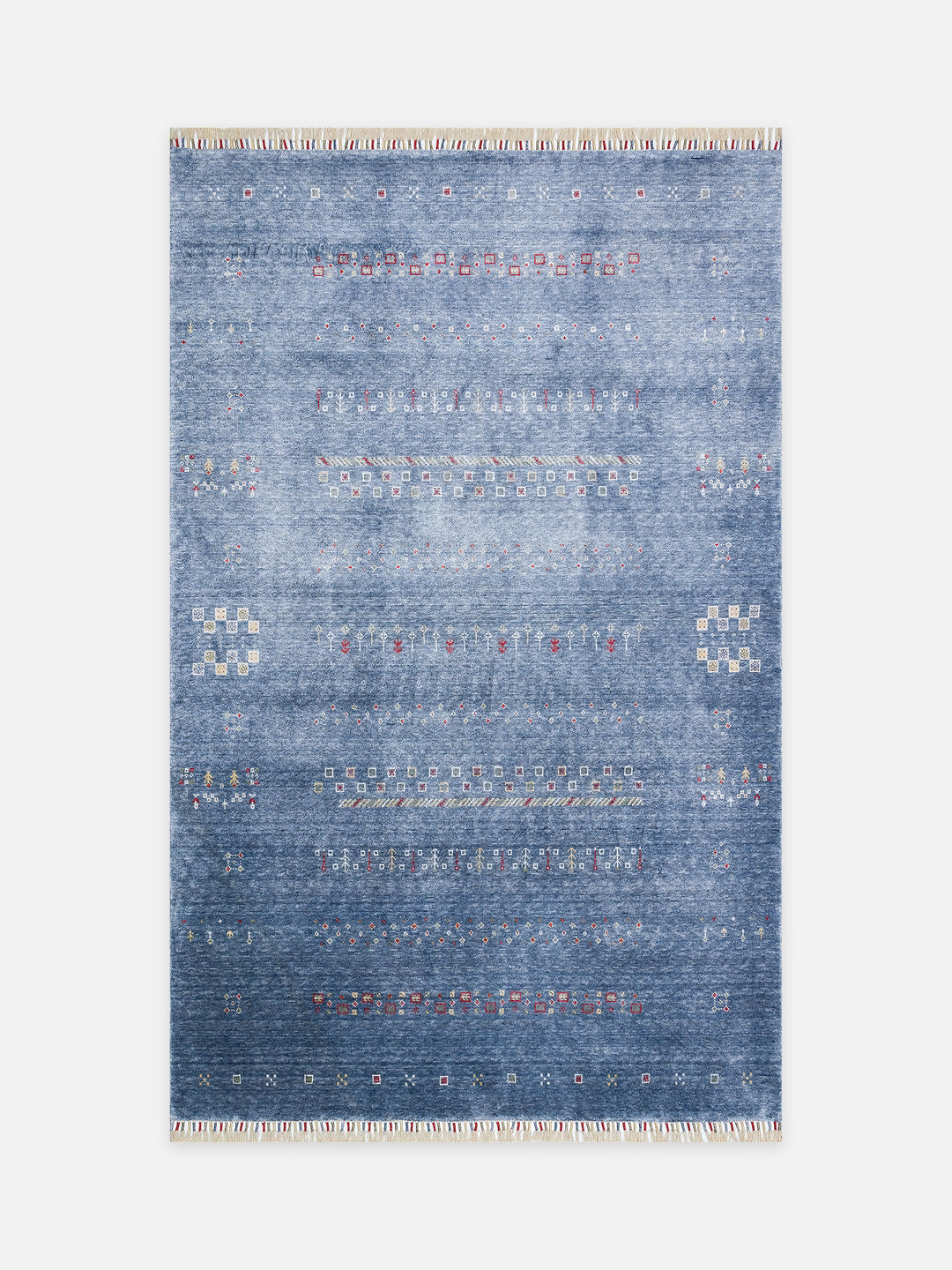 Oushak Carnaval %100 Naturel Kolay Temizlenir El Emeğiyle Üretilen TENCEL™ Modern Uşak Halısı 06 BLUE - Carpetdocia - kusbakisi