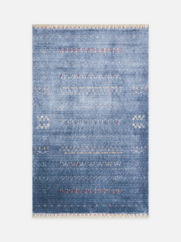 Oushak Carnaval %100 Naturel Kolay Temizlenir El Emeğiyle Üretilen TENCEL™ Modern Uşak Halısı 06 BLUE - Carpetdocia - kusbakisi