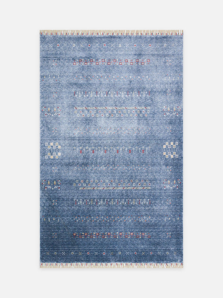 Oushak Carnaval %100 Naturel Kolay Temizlenir El Emeğiyle Üretilen TENCEL™ Modern Uşak Halısı 06 BLUE - Carpetdocia - kusbakisi