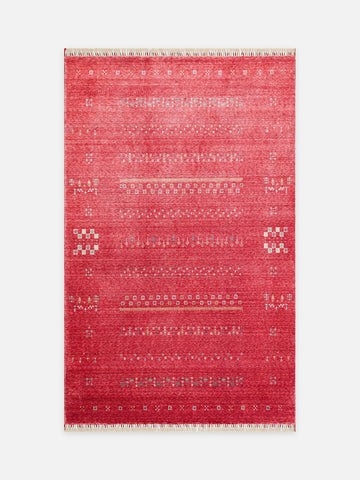 Oushak Carnaval %100 Naturel Kolay Temizlenir El Emeğiyle Üretilen TENCEL™ Modern Uşak Halısı 06 RED - Carpetdocia - kusbakisi