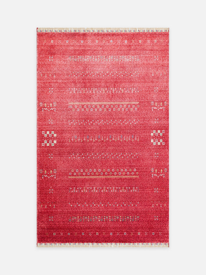 Oushak Carnaval %100 Naturel Kolay Temizlenir El Emeğiyle Üretilen TENCEL™ Modern Uşak Halısı 06 RED - Carpetdocia - kusbakisi