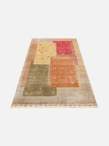 Oushak Carnaval 100% Natural Easy-to-Clean Handcrafted TENCEL™ Modern Usak Rug 07 BEIGE AUTUMN