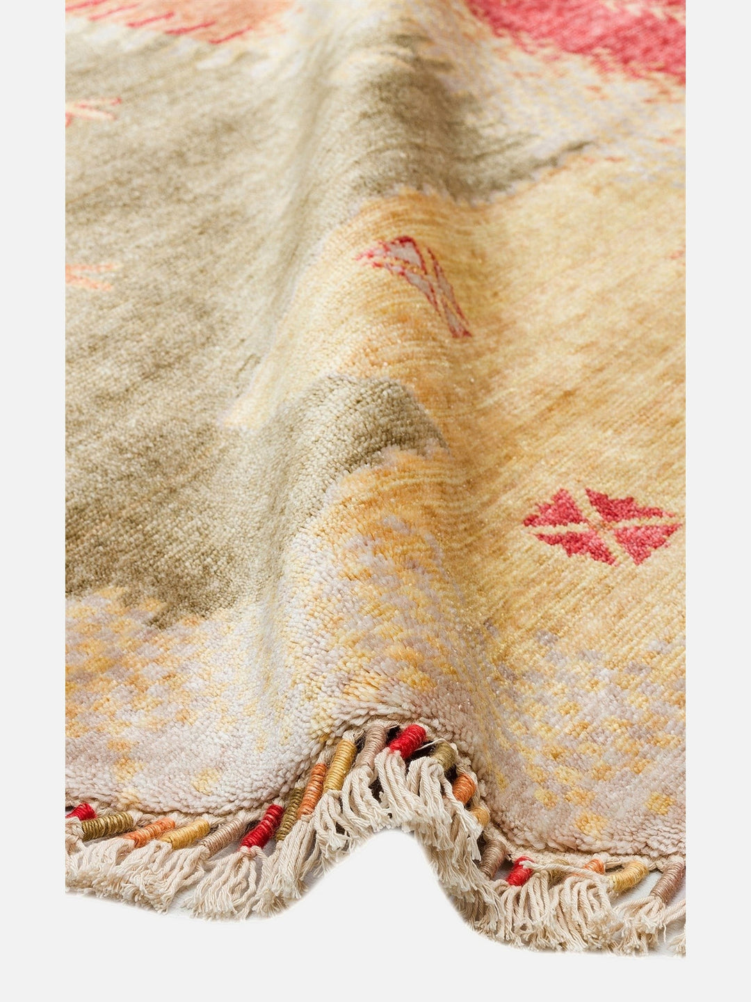 Oushak Carnaval %100 Naturel Kolay Temizlenir El Emeğiyle Üretilen TENCEL™ Modern Uşak Halısı 07 BEIGE AUTUMN Q - Carpetdocia