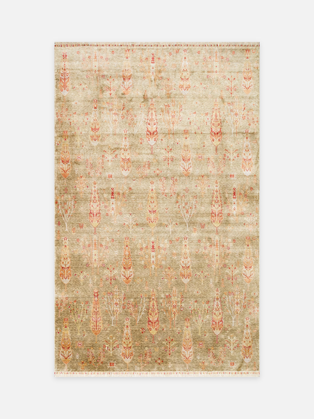 Oushak Carnaval %100 Naturel Kolay Temizlenir El Emeğiyle Üretilen TENCEL™ Modern Uşak Halısı 08 GREEN AUTUMN - Carpetdocia - kusbakisi