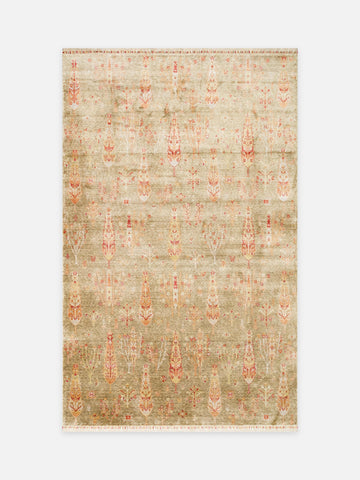 Oushak Carnaval %100 Naturel Kolay Temizlenir El Emeğiyle Üretilen TENCEL™ Modern Uşak Halısı 08 GREEN AUTUMN - Carpetdocia - kusbakisi