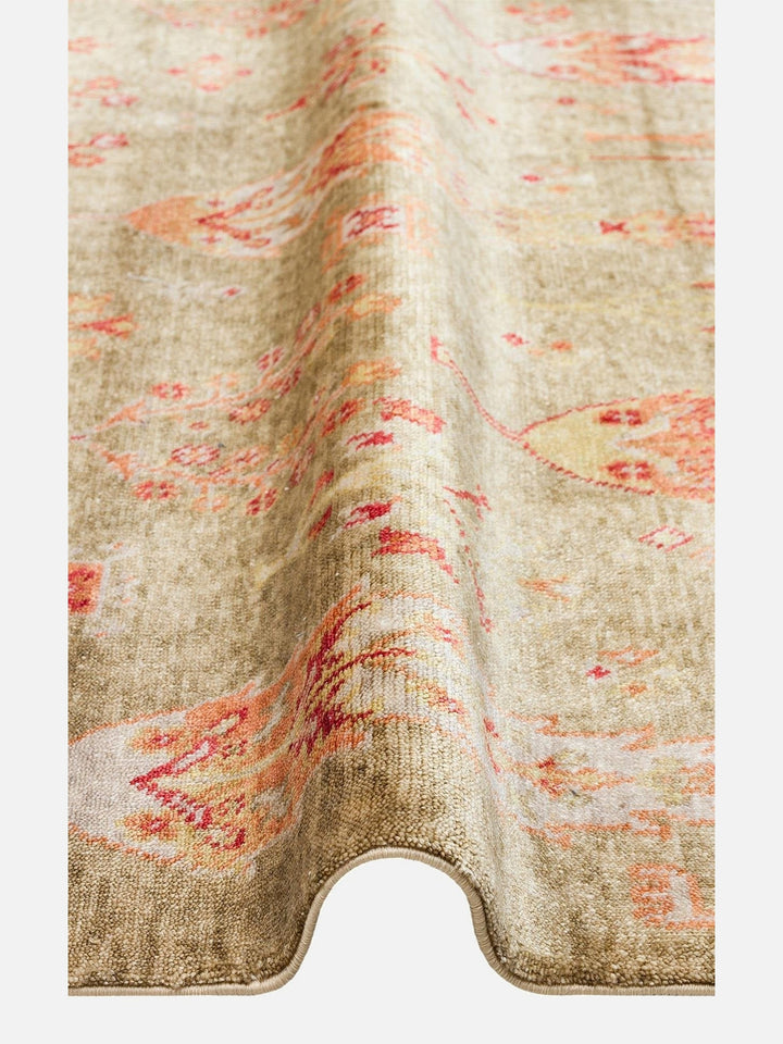 Oushak Carnaval 100% Natural Easy-to-Clean Handcrafted TENCEL™ Modern Usak Rug 08 GREEN AUTUMN