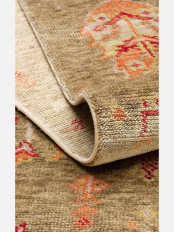 Oushak Carnaval 100% Natural Easy-to-Clean Handcrafted TENCEL™ Modern Usak Rug 08 GREEN AUTUMN