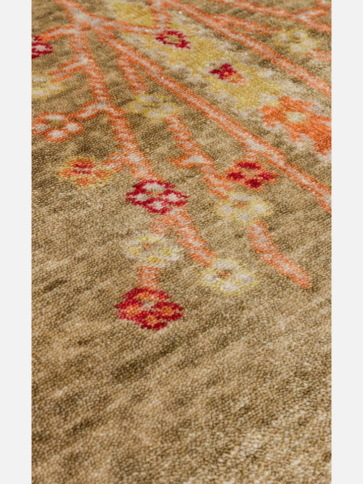 Oushak Carnaval 100% Natural Easy-to-Clean Handcrafted TENCEL™ Modern Usak Rug 08 GREEN AUTUMN