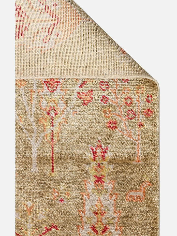 Oushak Carnaval 100% Natural Easy-to-Clean Handcrafted TENCEL™ Modern Usak Rug 08 GREEN AUTUMN