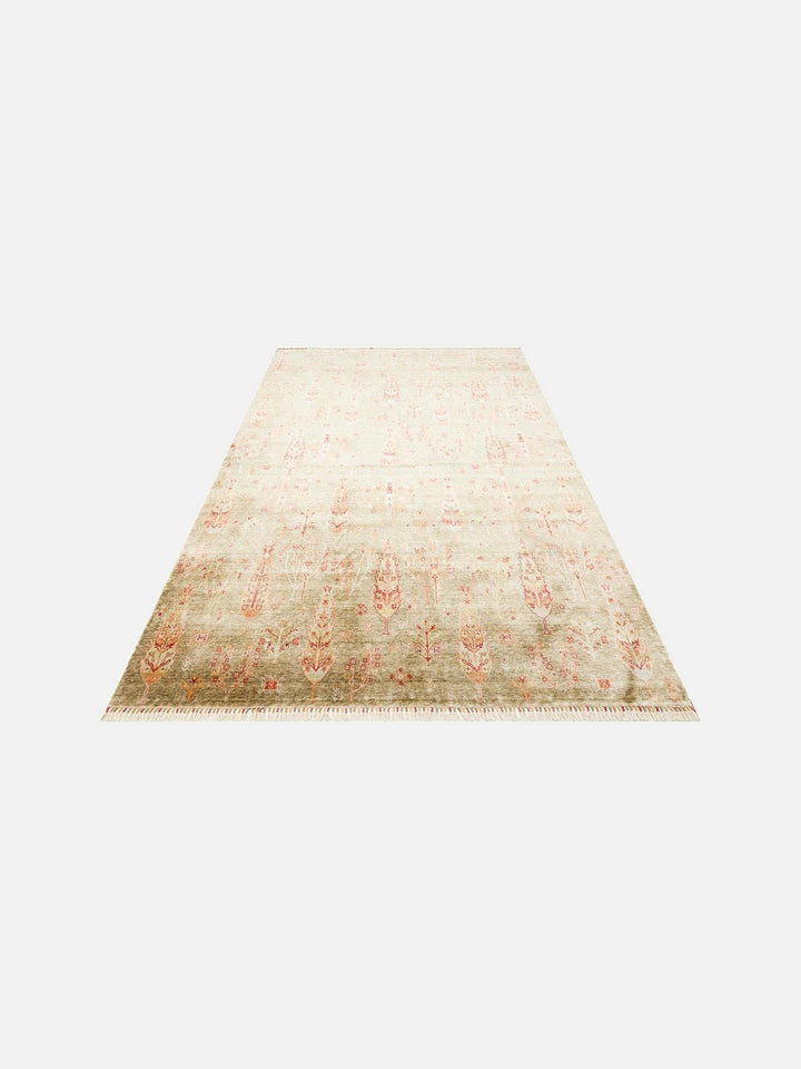 Oushak Carnaval 100% Natural Easy-to-Clean Handcrafted TENCEL™ Modern Usak Rug 08 GREEN AUTUMN