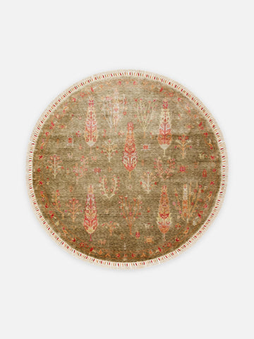 Oushak Carnaval %100 Naturel Kolay Temizlenir El Emeğiyle Üretilen TENCEL™ Modern Uşak Halısı 08 GREEN AUTUMN Q - Carpetdocia - kusbakisi