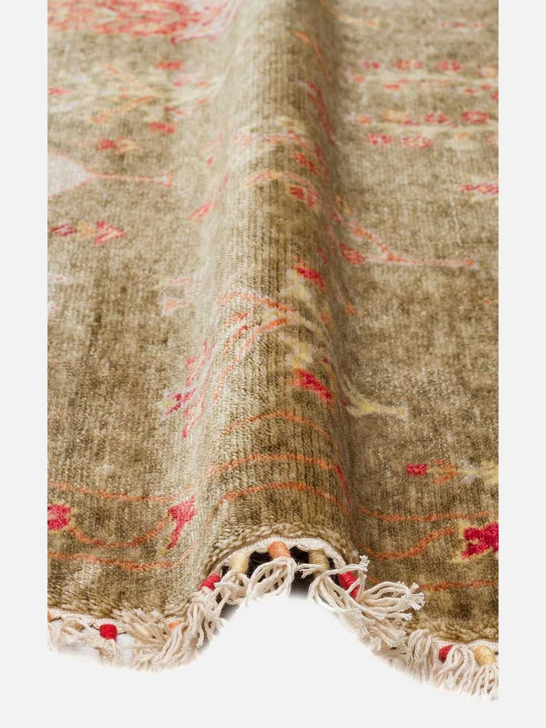 Oushak Carnaval 100% Natural Easy-to-Clean Handcrafted TENCEL™ Modern Usak Rug 08 GREEN AUTUMN Q