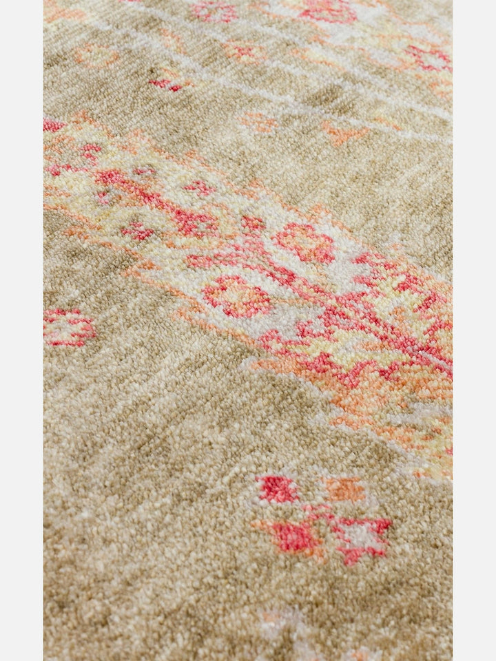 Oushak Carnaval 100% Natural Easy-to-Clean Handcrafted TENCEL™ Modern Usak Rug 08 GREEN AUTUMN Q