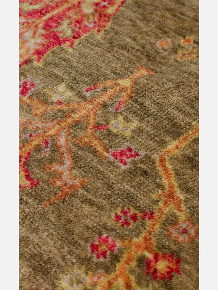Oushak Carnaval 100% Natural Easy-to-Clean Handcrafted TENCEL™ Modern Usak Rug 08 GREEN AUTUMN Q