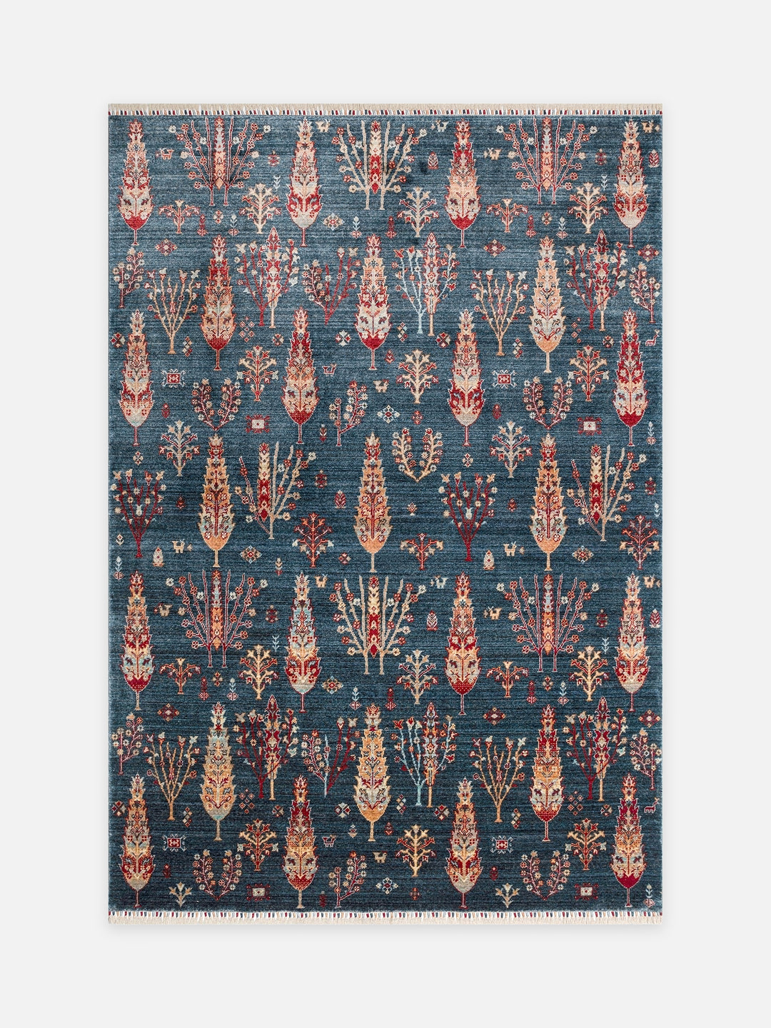 Oushak Carnaval %100 Naturel Kolay Temizlenir El Emeğiyle Üretilen TENCEL™ Modern Uşak Halısı 08 NAVY TURQUOISE - Carpetdocia - kusbakisi