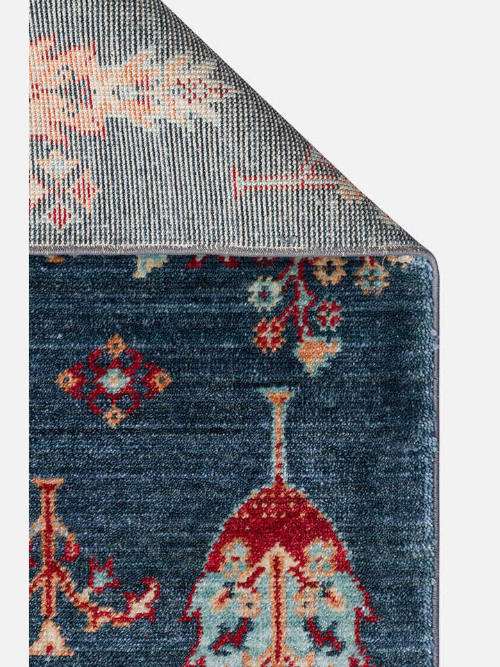 Oushak Carnaval 100% Natural Easy-to-Clean Handmade TENCEL™ Modern Oushak Rug 08 NAVY TURQUOISE