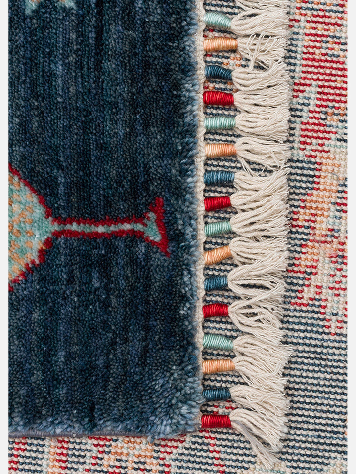 Oushak Carnaval 100% Natural Easy-to-Clean Handmade TENCEL™ Modern Oushak Rug 08 NAVY TURQUOISE