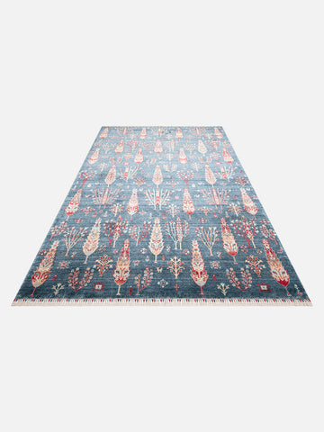 Oushak Carnaval 100% Natural Easy-to-Clean Handmade TENCEL™ Modern Oushak Rug 08 NAVY TURQUOISE