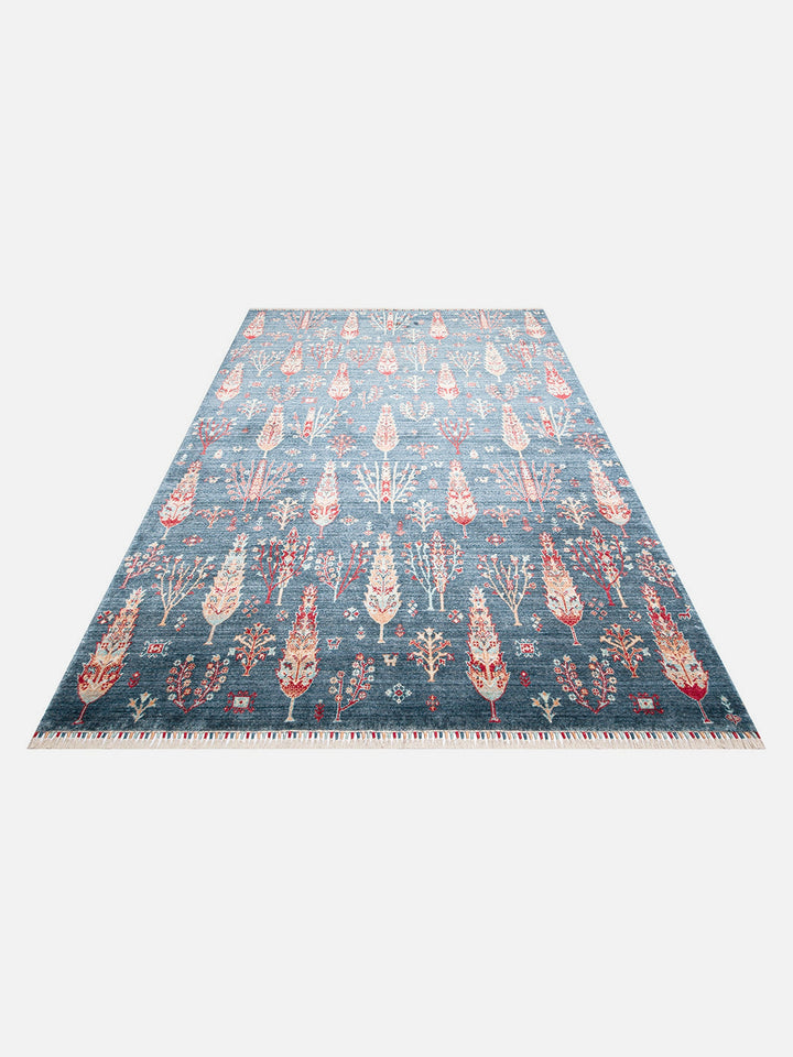Oushak Carnaval 100% Natural Easy-to-Clean Handmade TENCEL™ Modern Oushak Rug 08 NAVY TURQUOISE