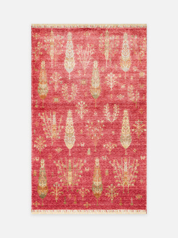 Oushak Carnaval %100 Naturel Kolay Temizlenir El Emeğiyle Üretilen TENCEL™ Modern Uşak Halısı 08 RED AUTUMN - Carpetdocia - kusbakisi
