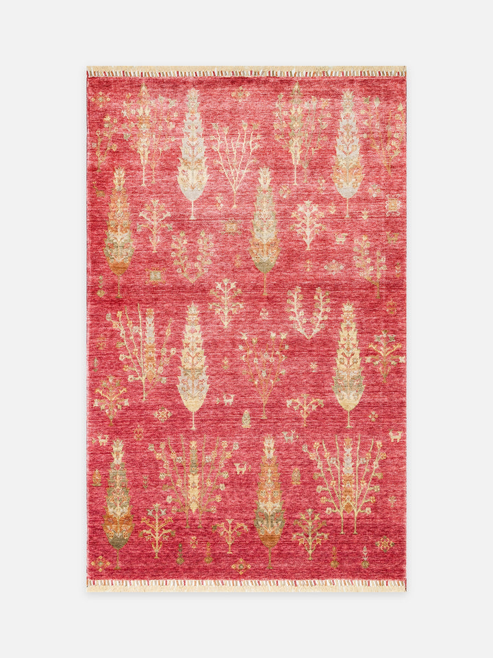 Oushak Carnaval %100 Naturel Kolay Temizlenir El Emeğiyle Üretilen TENCEL™ Modern Uşak Halısı 08 RED AUTUMN - Carpetdocia - kusbakisi