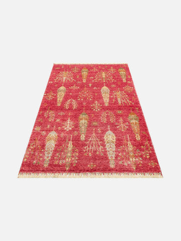 Oushak Carnaval 100% Natural Easy-to-Clean Handcrafted TENCEL™ Modern Usak Rug 08 RED AUTUMN